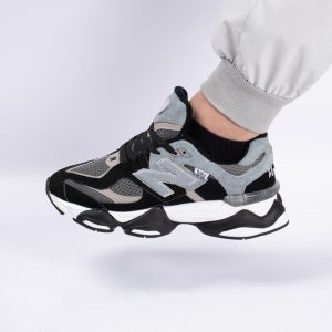 کفش و کتانی مردانه و زنانه چرم طبیعی مدل نیوبالانس 9060 NEW BALANCE رنگ مشکی طوسی کد 7930