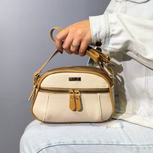 کیف دوشی دستی زنانه و دخترانه رنگ کرم عسلی کد C200