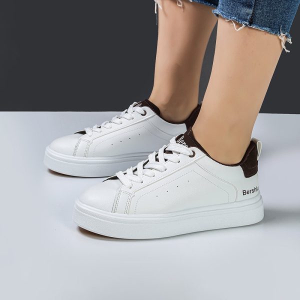 کفش و کتانی ونس راحتی زنانه و دخترانه مدل برشکا bershka رنگ سفید قهوه ای کد M1459
